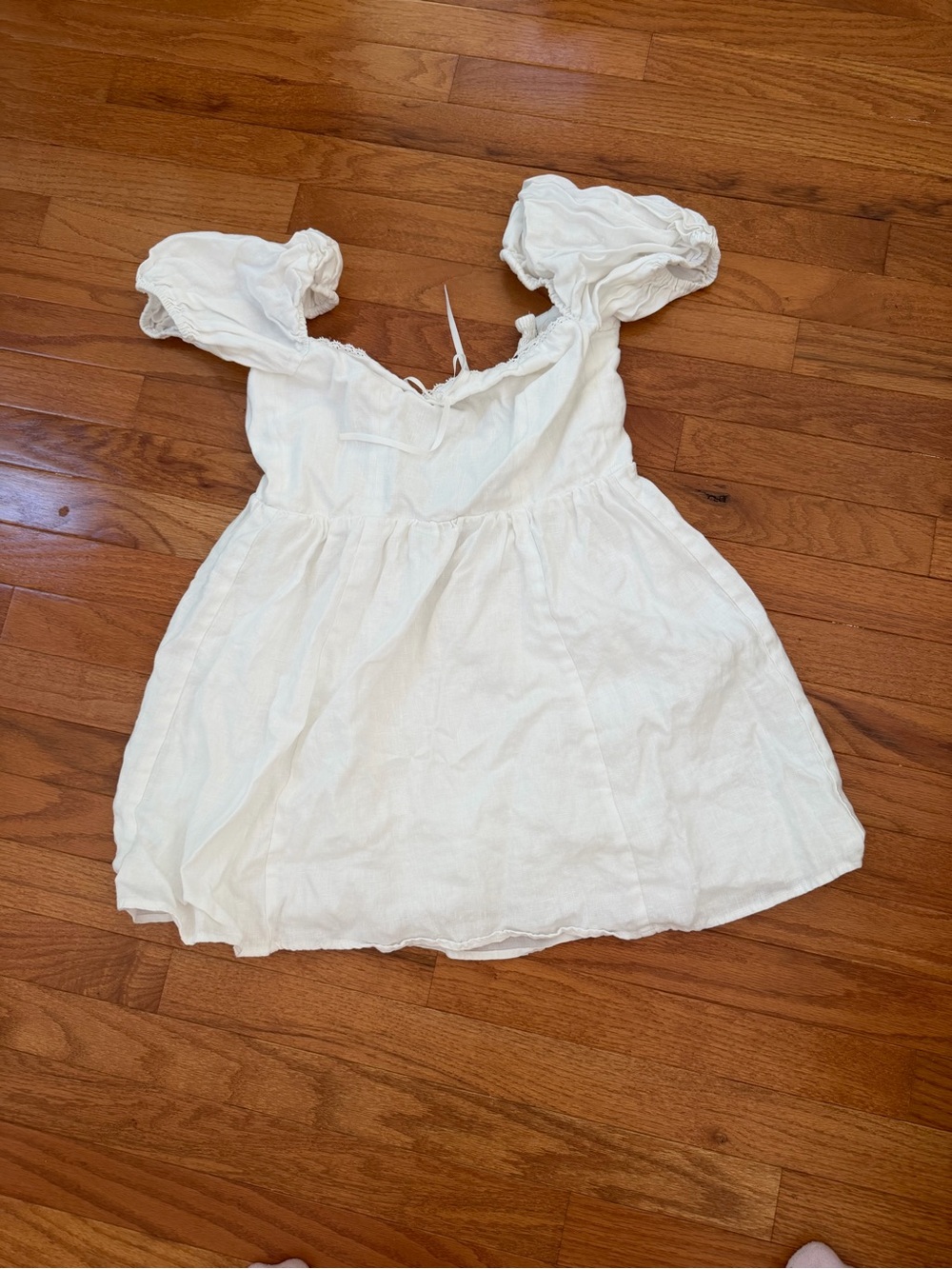 Reformation White Puff Sleeve Cotton Dress for Girls